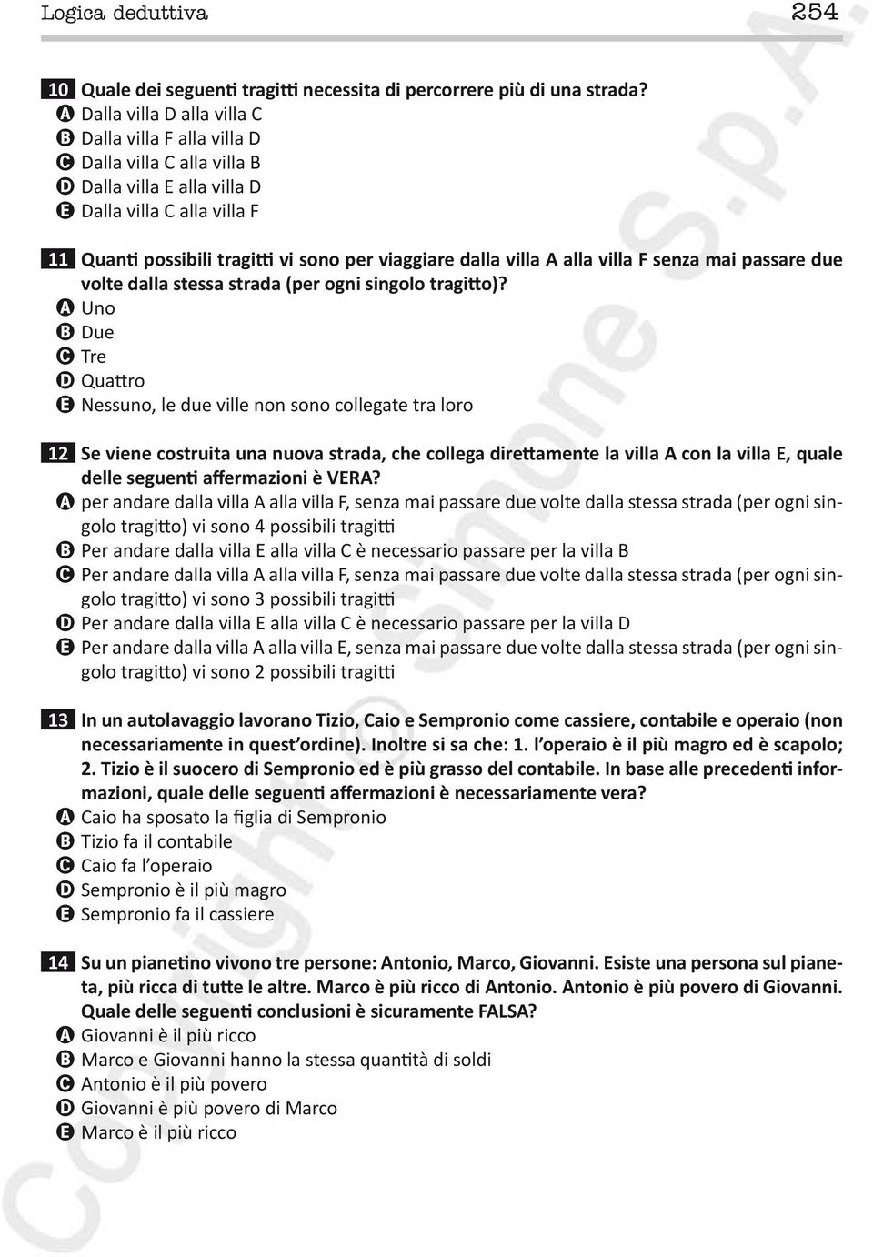 dalla villa A alla villa F senza mai passare due volte dalla stessa strada (per ogni singolo tragitto)?