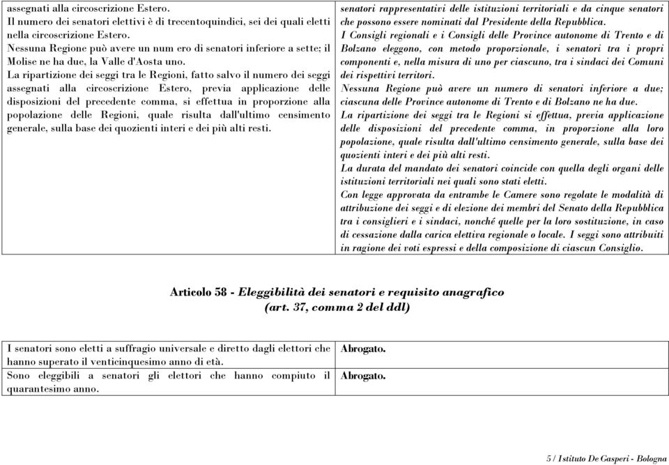 La ripartizione dei seggi tra le Regioni, fatto salvo il numero dei seggi assegnati alla circoscrizione Estero, previa applicazione delle disposizioni del precedente comma, si effettua in proporzione