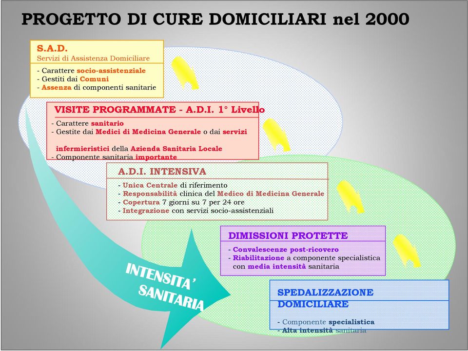 DIMISSIONI PROTETTE - Convalescenze post-ricovero - Riabilitazione a componente specialistica con media intensità sanitaria INTENSITA SANITARIA SPEDALIZZAZIONE DOMICILIARE - Componente