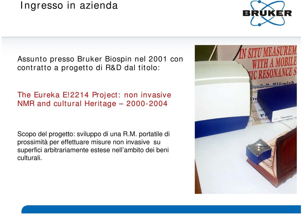 2214 Project: non invasive NMR and cultural Heritage 2000-2004 Scopo del progetto: