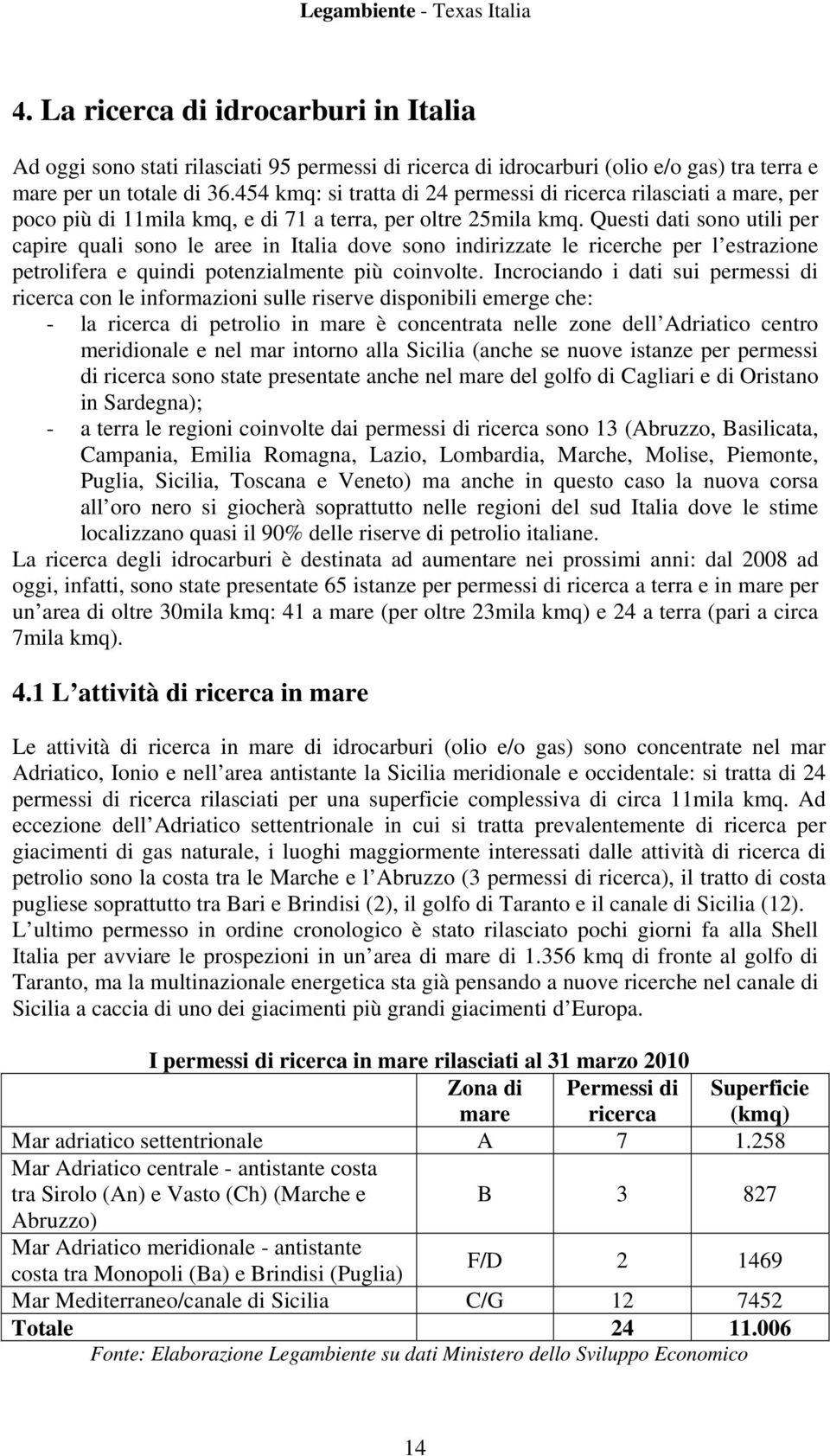 Questi dati sono utili per capire quali sono le aree in Italia dove sono indirizzate le ricerche per l estrazione petrolifera e quindi potenzialmente più coinvolte.