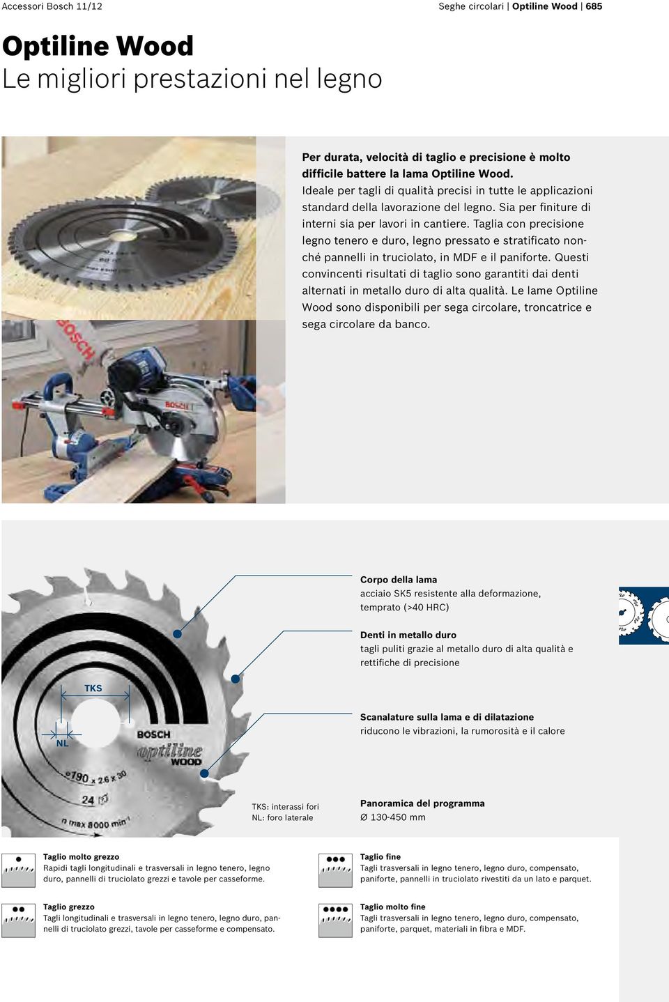 Taglia con precisione legno tenero e duro, legno pressato e stratificato nonché pannelli in truciolato, in MDF e il paniforte.