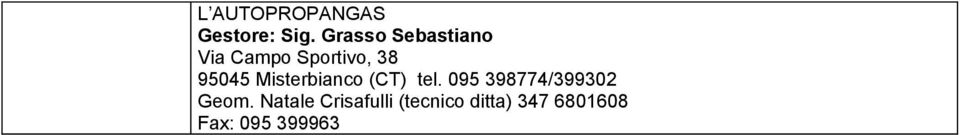 Misterbianco (CT) tel. 095 398774/399302 Geom.