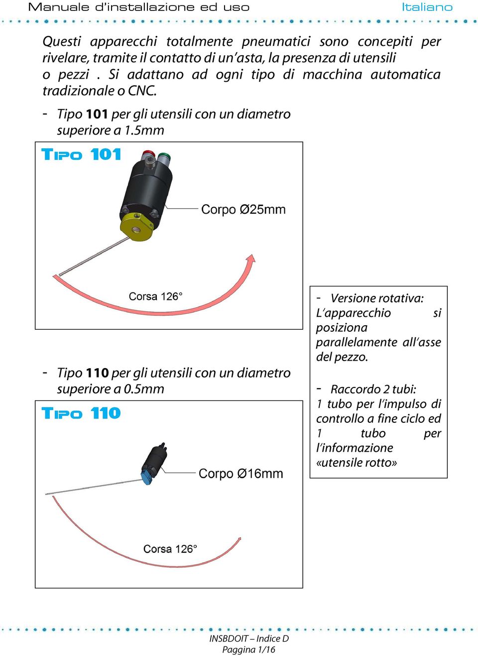 5mm Tipo 101 - Tipo 110 per gli utensili con un diametro superiore a 0.