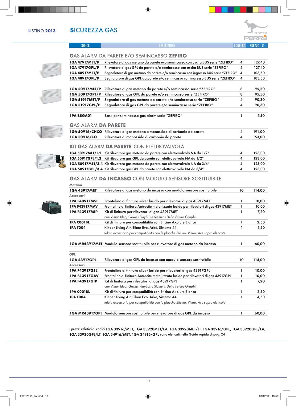 GPL da parete e/o semincasso con ingresso BUS serie ZEFIRO 4 103,50 1GA 50917MET/P Rilevatore di gas metano da parete e/o semincasso serie ZEFIRO 8 95,50 1GA 50917GPL/P Rilevatore di gas GPL da