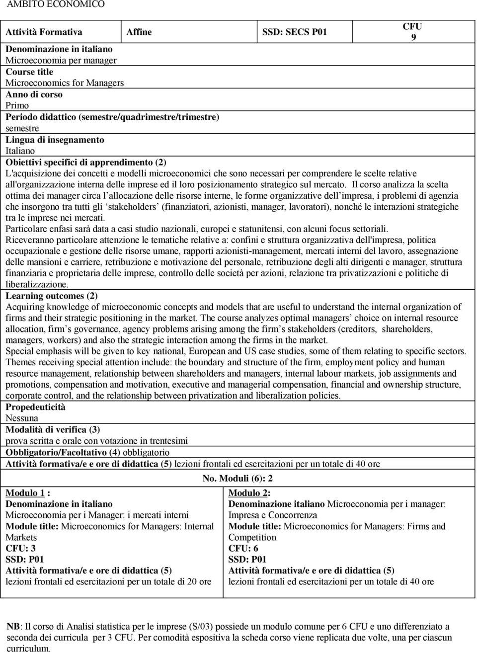 comprendere le scelte relative all'organizzazione interna delle imprese ed il loro posizionamento strategico sul mercato.