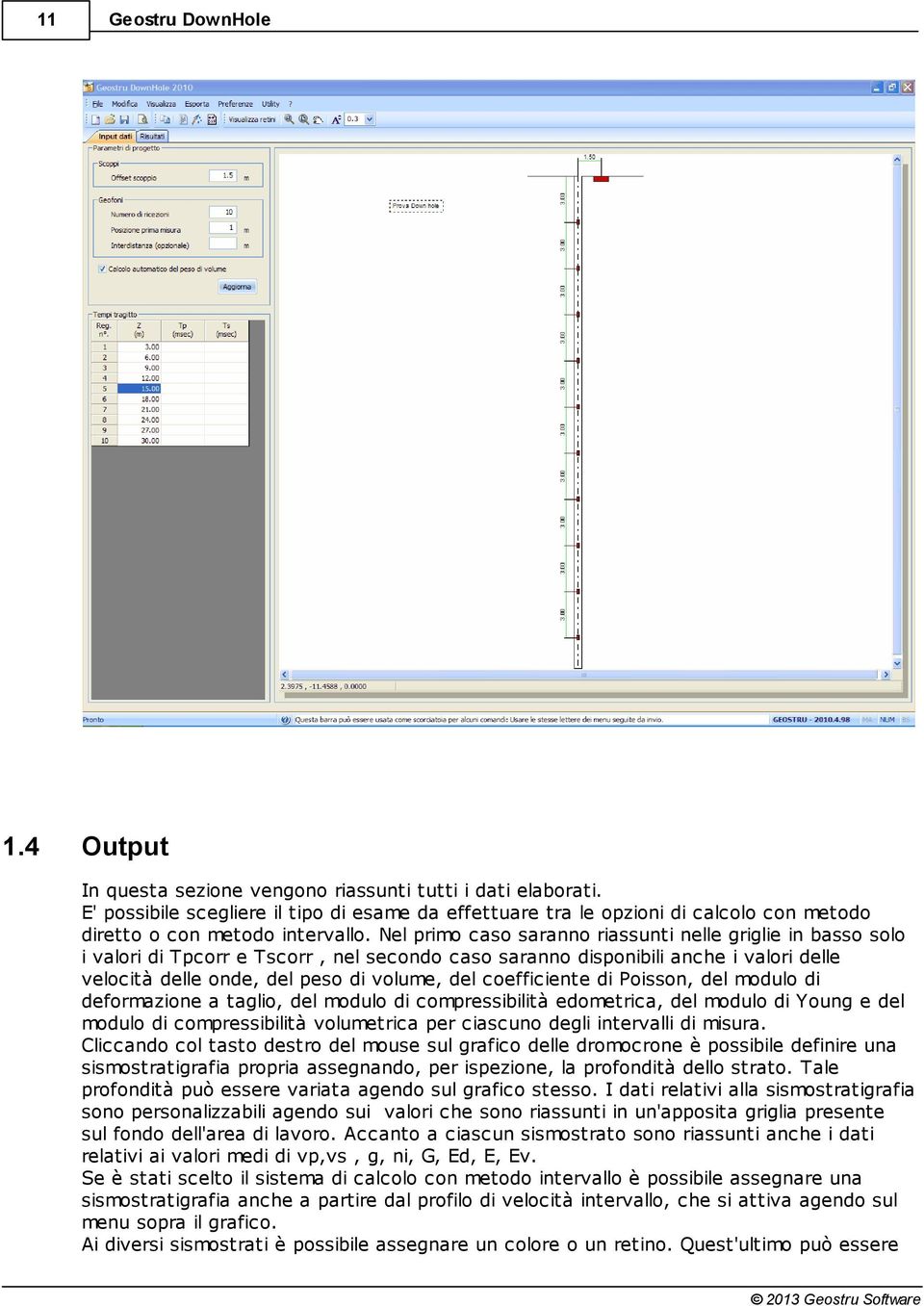 coefficiente di Poisson, del modulo di deformazione a taglio, del modulo di compressibilità edometrica, del modulo di Young e del modulo di compressibilità volumetrica per ciascuno degli intervalli