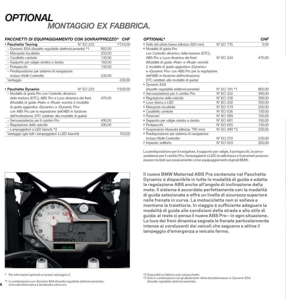 00 Vantaggio 230.00 Pacchetto Dynamic N EO 235 1'200.00 Modalità di guida Pro con Controllo dinamico della trazione (DTC), ABS Pro e Luce dinamica dei freni 470.