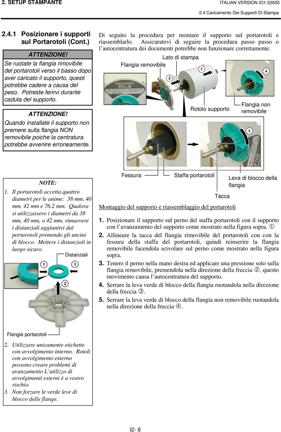 Quando installate il supporto non premere sulla flangia NON removibile poiche la centratura potrebbe avvenire erroneamente.