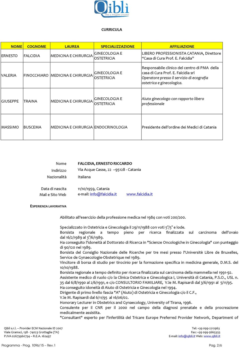 E. Falcidia srl Operatore presso il servizio di ecografia ostetrica e ginecologica.