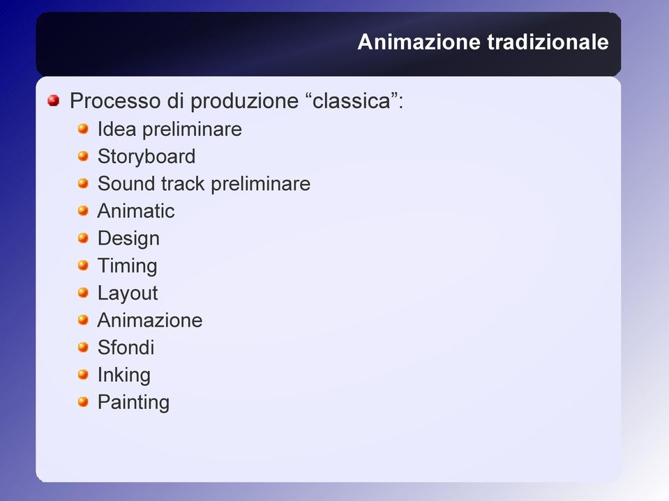 Storyboard Sound track preliminare Animatic