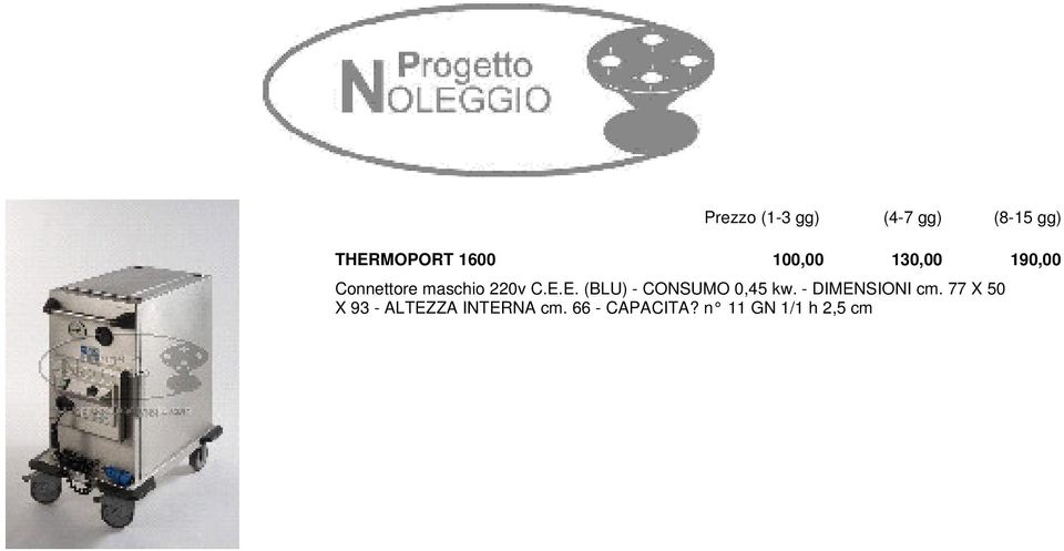 E. (BLU) - CONSUMO 0,45 kw. - DIMENSIONI cm.