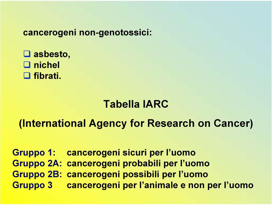 cancerogeni sicuri per l uomo Gruppo 2A: cancerogeni probabili per l
