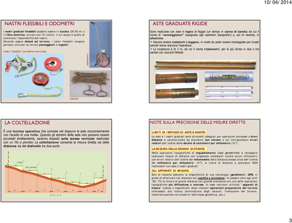nastri flessibili (cordelle metriche) odometro ASTE GRADUATE RIGIDE Sono realizzate con aste in legno di faggio (un tempo in canna di bambù da cui il nome di canneggiatori assegnato agli operatori