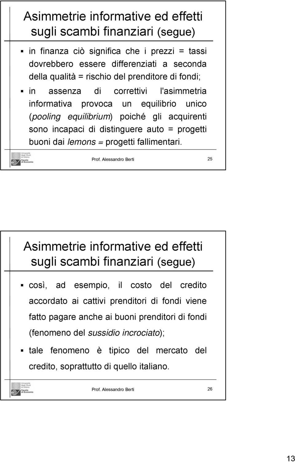 progetti fallimentari. Prof.