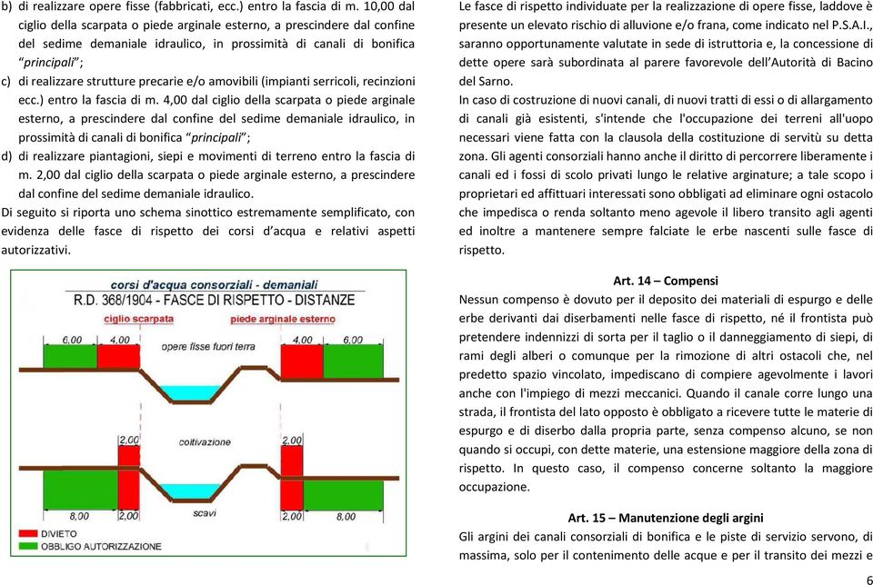 precarie e/o amovibili (impianti serricoli, recinzioni ecc.) entro la fascia di m.