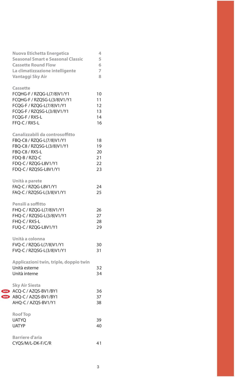 RZQSG-L(3/8)V1/Y1 19 FBQ-C8 / RXS-L 20 FDQ-B / RZQ-C 21 FDQ-C / RZQG-L8V1/Y1 22 FDQ-C / RZQSG-L8V1/Y1 23 Unità a parete FAQ-C / RZQG-L8V1/Y1 24 FAQ-C / RZQSG-L(3/8)V1/Y1 25 Pensili a soffitto FHQ-C /