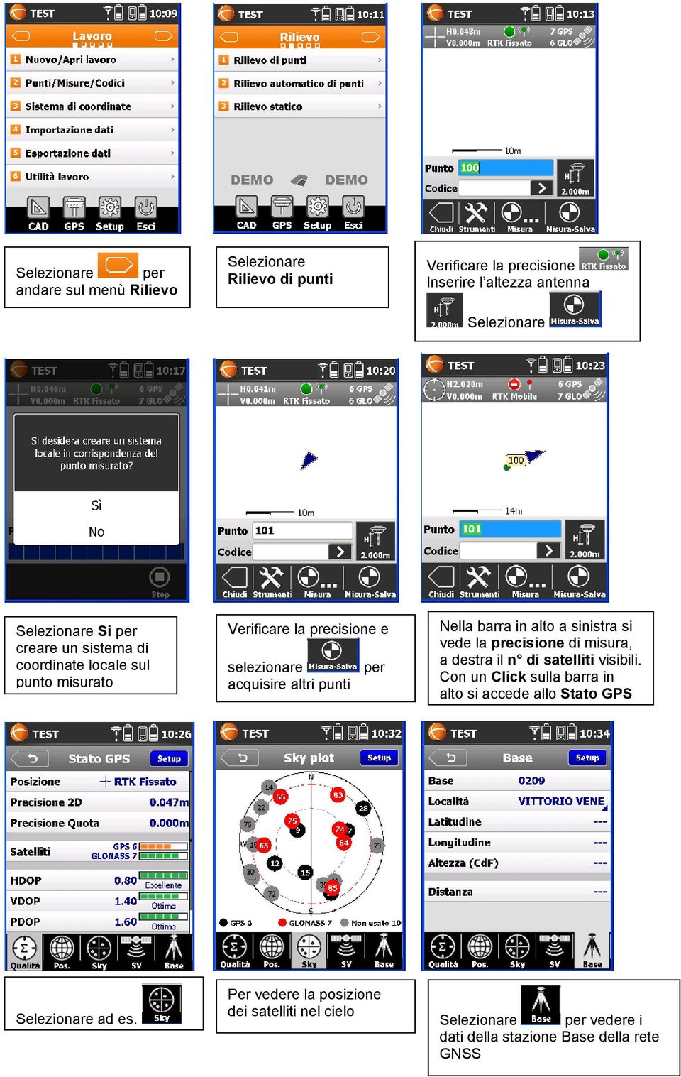 alto a sinistra si vede la precisione di misura, a destra il n di satelliti visibili.