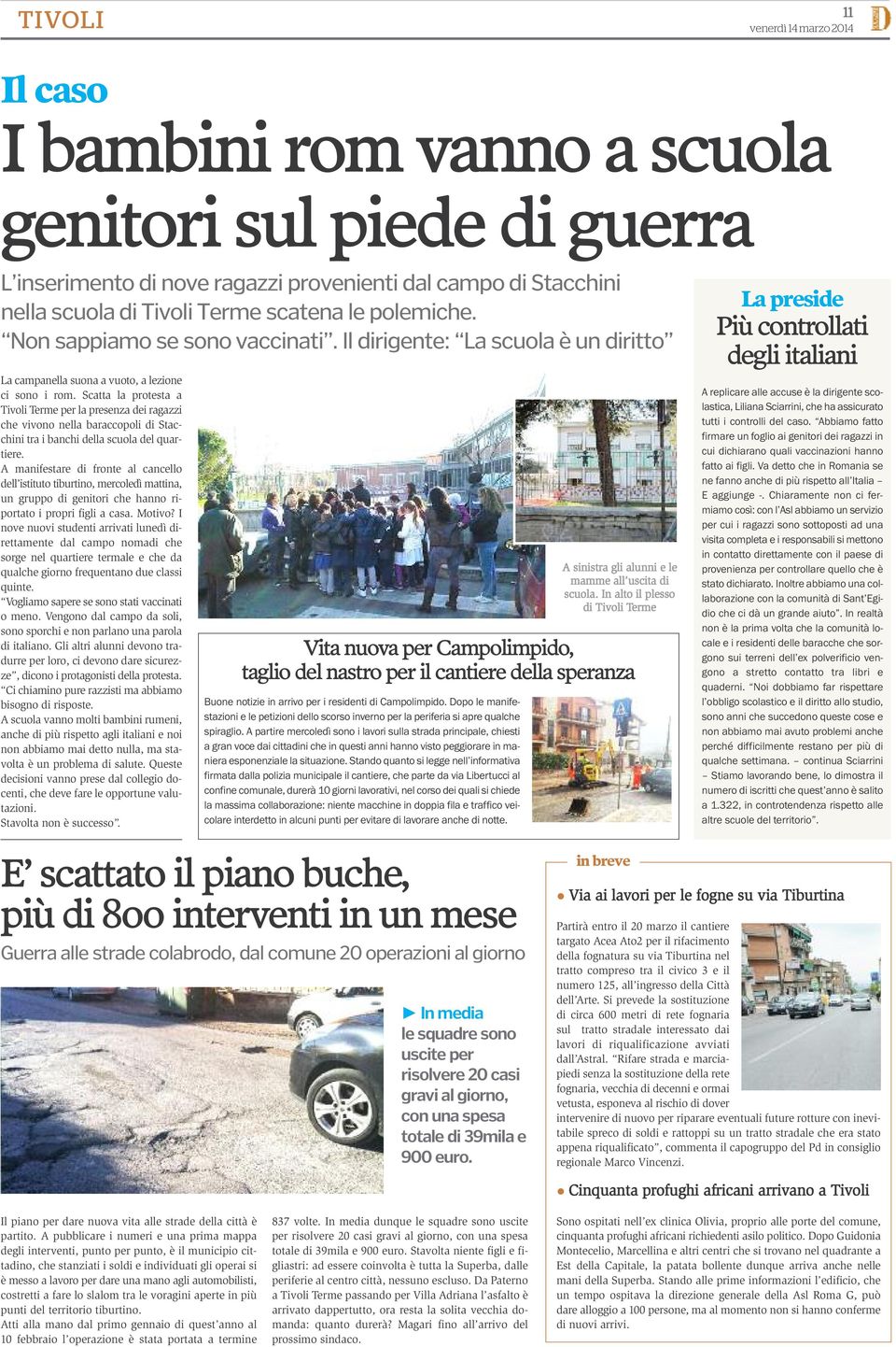 Scatta la protesta a Tivoli Terme per la presenza dei ragazzi che vivono nella baraccopoli di Stacchini tra i banchi della scuola del quartiere.