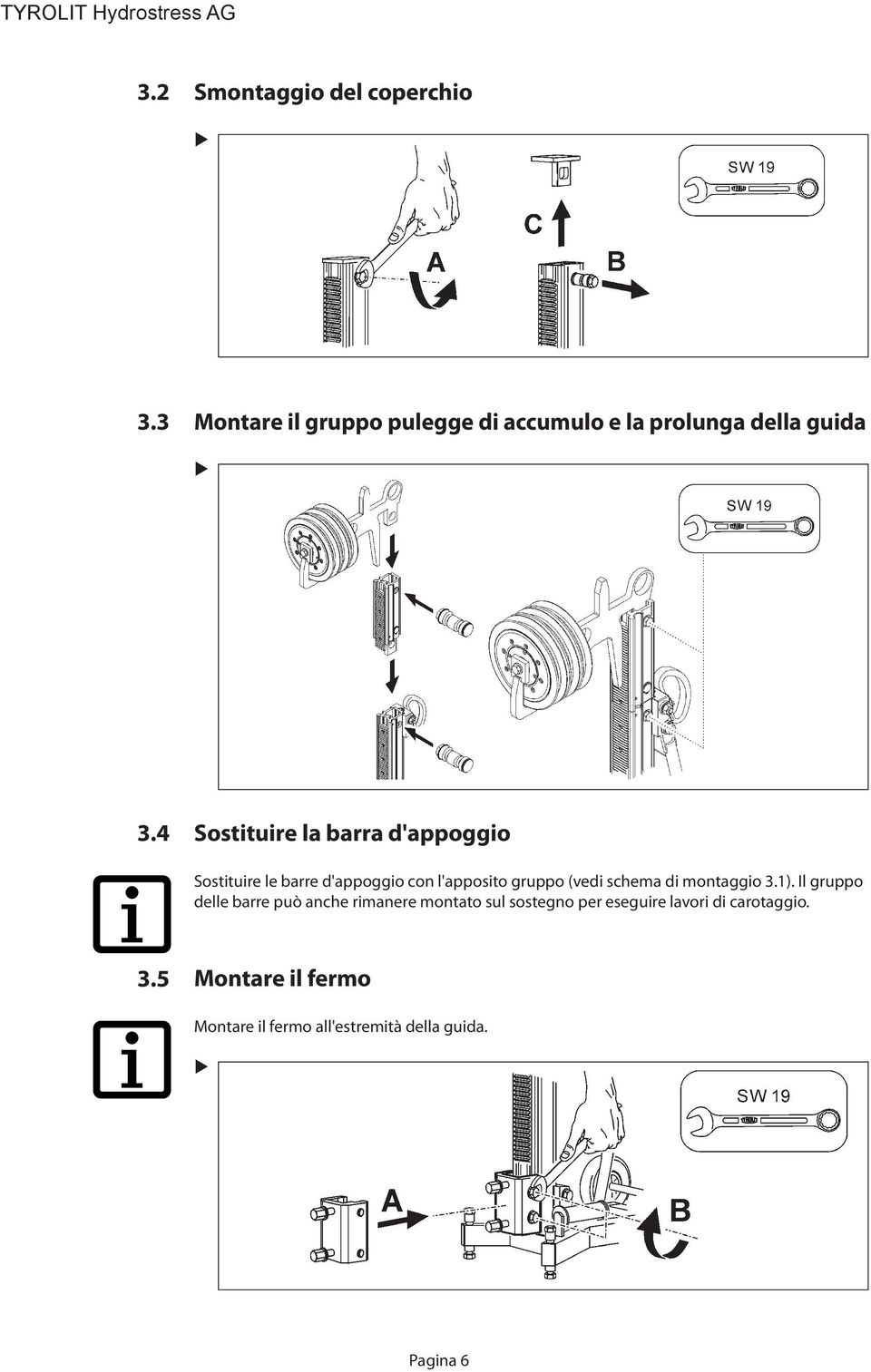 4 Sostituire la barra d'appoggio Sostituire le barre d'appoggio con l'apposito gruppo (vedi