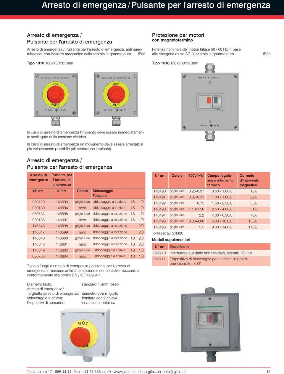 scatola in gomma dura Tipo 1616 16 x16 x 9 mm IP55 NOT NOT H A LT A U S IP55 In caso di arresto di emergenza l impianto deve essere immediatamente scollegato dalla tensione elettrica.