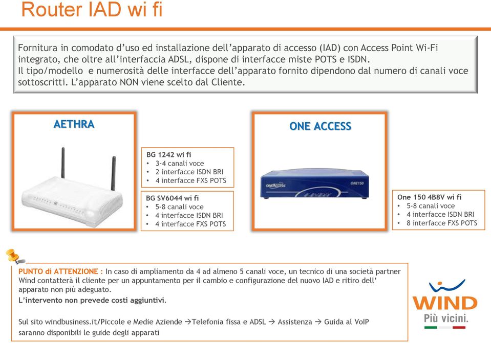 AETHRA ONE ACCESS BG 1242 wi fi 3-4 canali voce 2 interfacce ISDN BRI 4 interfacce FXS POTS BG SV6044 wi fi 5-8 canali voce 4 interfacce ISDN BRI 4 interfacce FXS POTS One 150 4B8V wi fi 5-8 canali