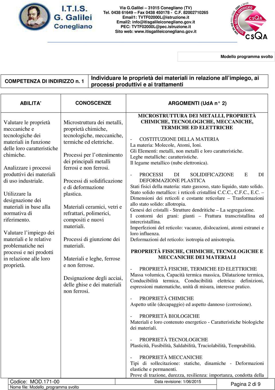 materiali in funzione delle loro caratteristiche chimiche. Analizzare i processi produttivi dei materiali di uso industriale.