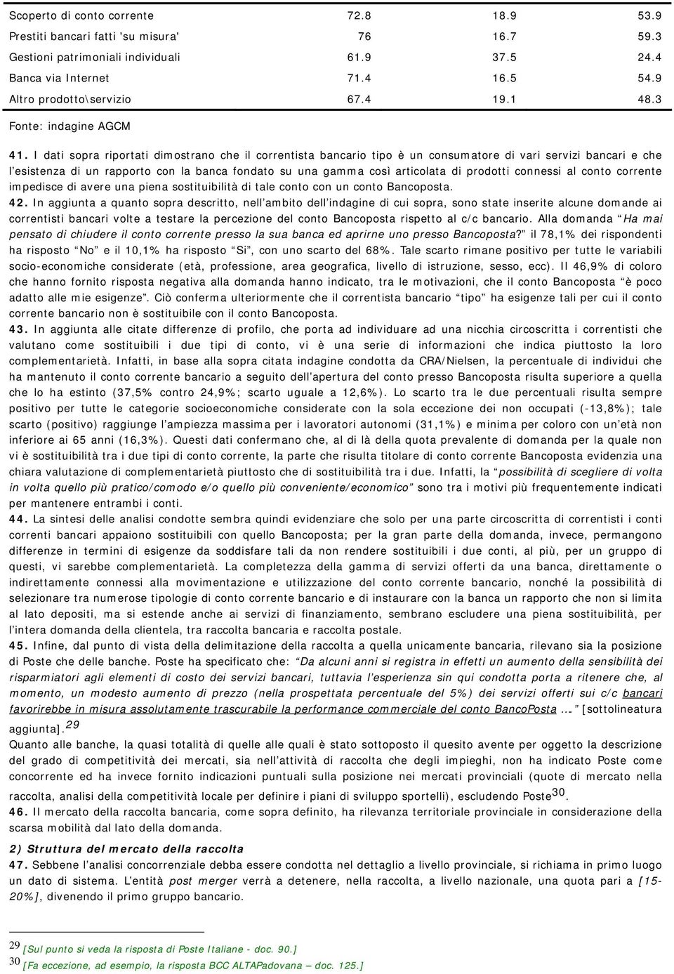 I dati sopra riportati dimostrano che il correntista bancario tipo è un consumatore di vari servizi bancari e che l esistenza di un rapporto con la banca fondato su una gamma così articolata di