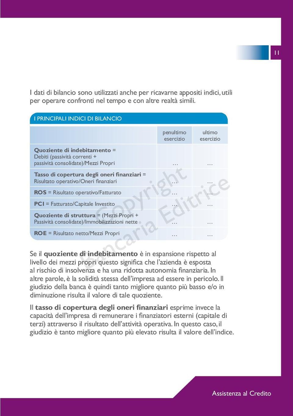 operativo/oneri finanziari ROS = Risultato operativo/fatturato PCI = Fatturato/Capitale Investito Quoziente di struttura = (Mezzi Propri + Passività consolidate)/immobilizzazioni nette ROE =