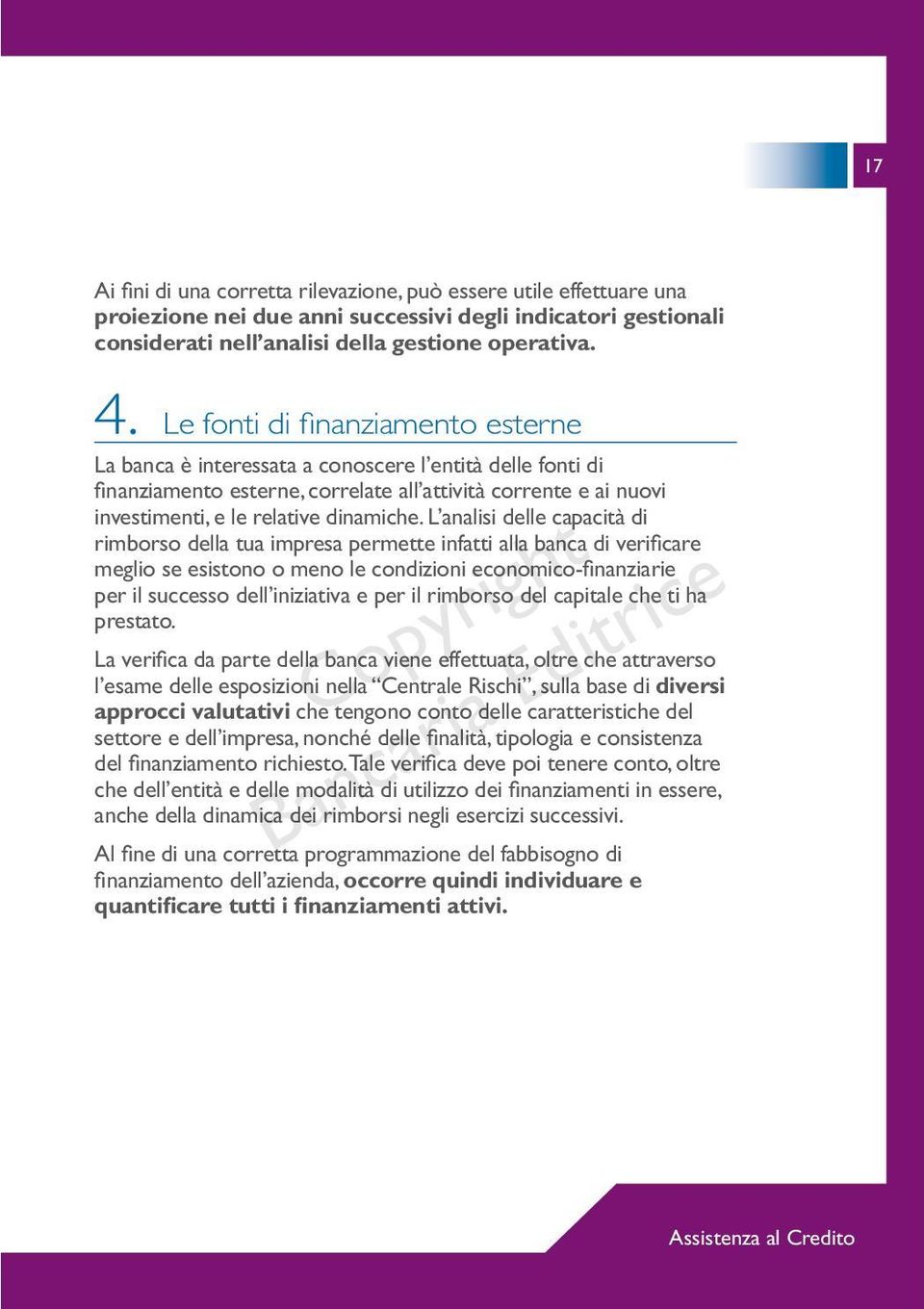 L analisi delle capacità di rimborso della tua impresa permette infatti alla banca di verificare meglio se esistono o meno le condizioni economico-finanziarie per il successo dell iniziativa e per il