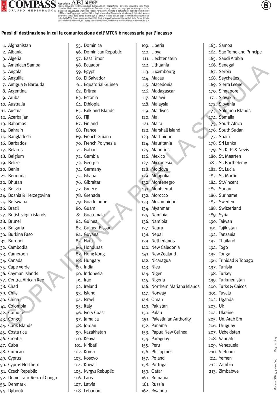 Bosnia & Herzegovina 25. Botswana 26. Brazil 27. British virgin islands 28. Brunei 29. Bulgaria 30. Burkina Faso 31. Burundi 32. Cambodia 33. Cameroon 34. Canada 35. Cape Verde 36. Cayman Islands 37.