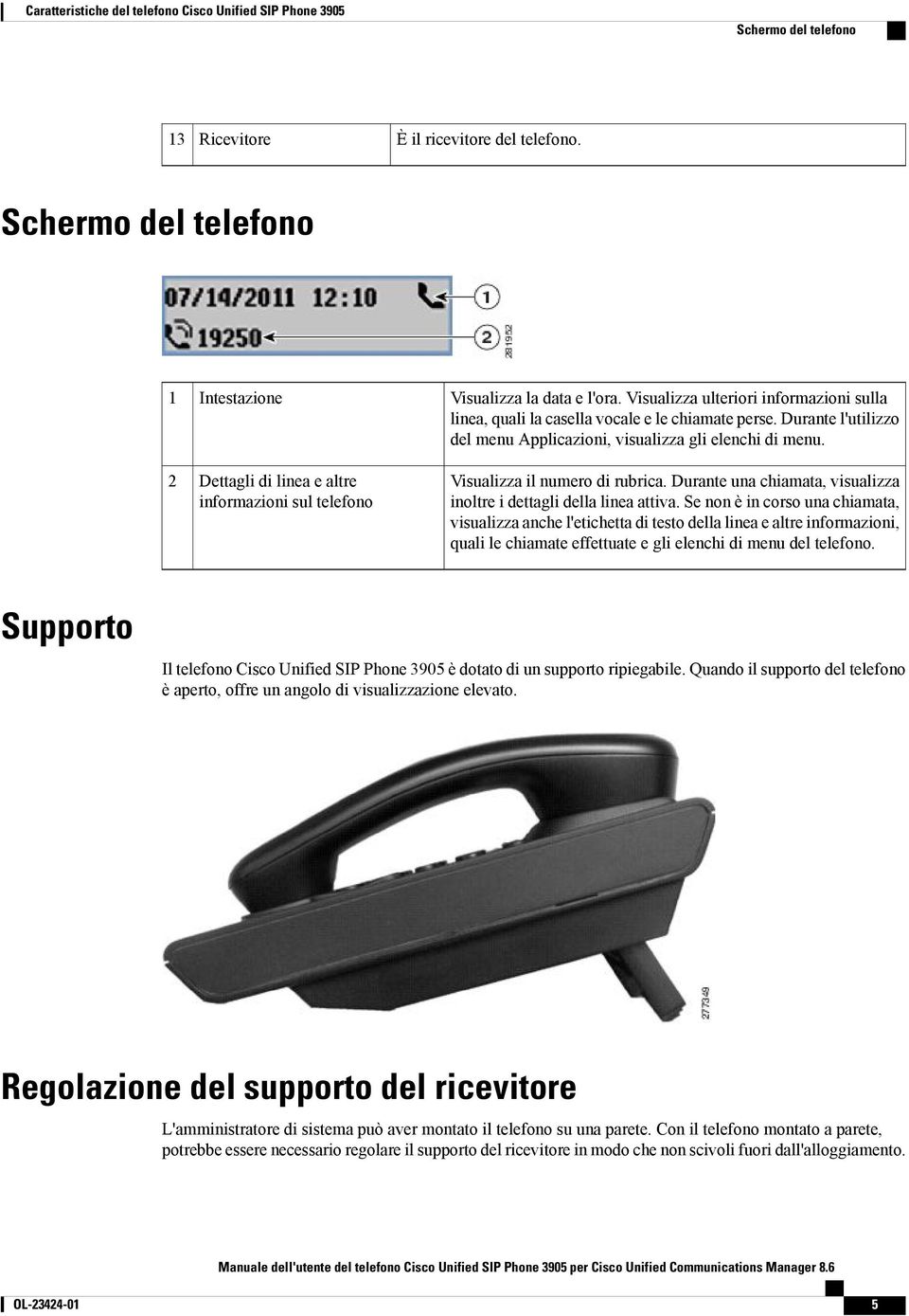 Visualizza ulteriori informazioni sulla linea, quali la casella vocale e le chiamate perse. Durante l'utilizzo del menu Applicazioni, visualizza gli elenchi di menu. Visualizza il numero di rubrica.