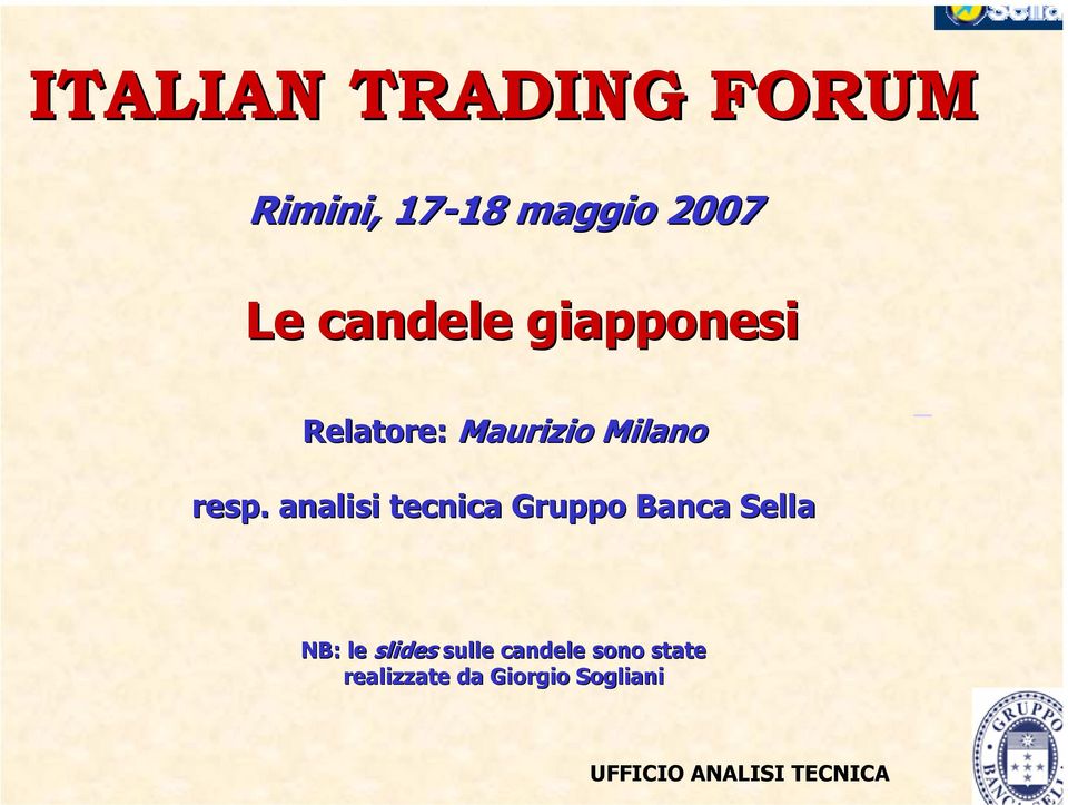 analisi tecnica Gruppo Banca Sella NB: le slides sulle