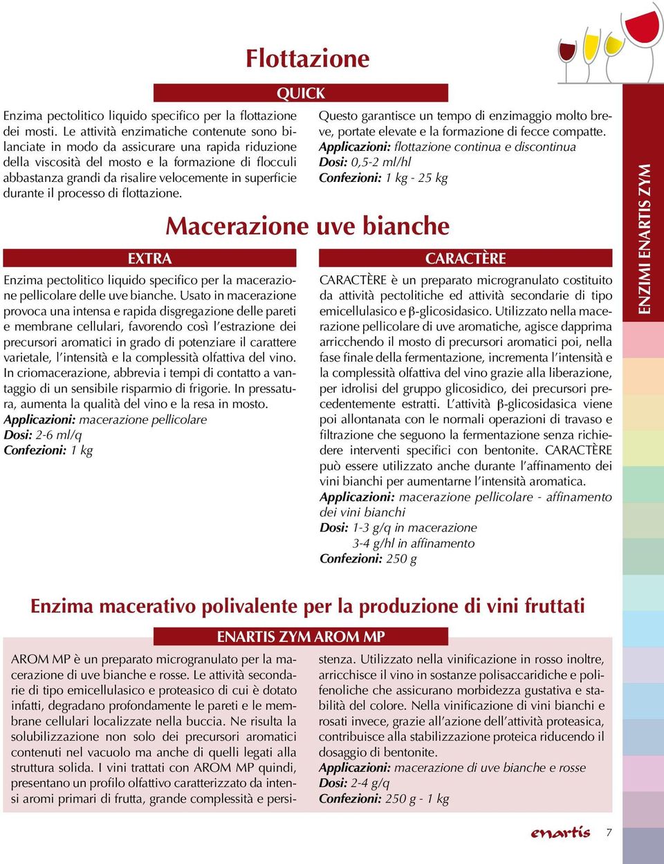 superficie durante il processo di flottazione. Extra Enzima pectolitico liquido specifico per la macerazione pellicolare delle uve bianche.