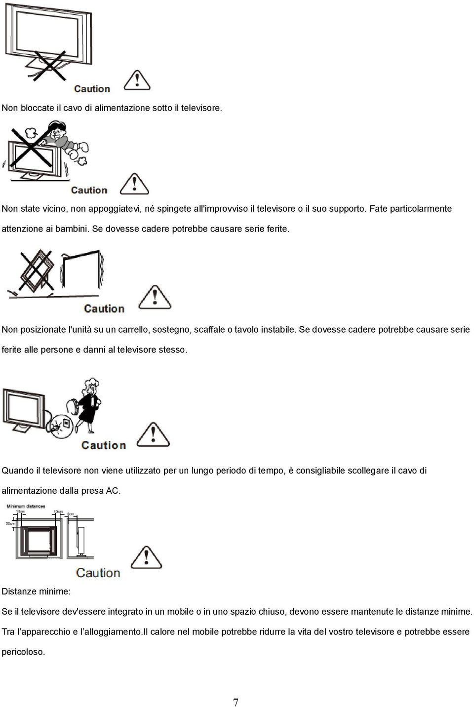 Se dovesse cadere potrebbe causare serie ferite alle persone e danni al televisore stesso.