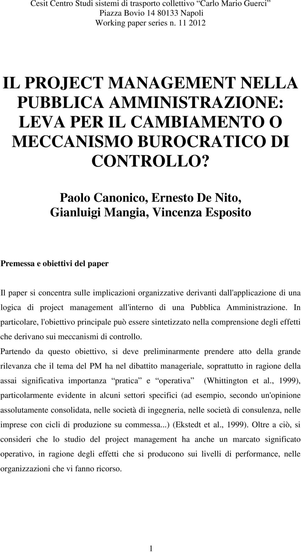 project management all'interno di una Pubblica Amministrazione.