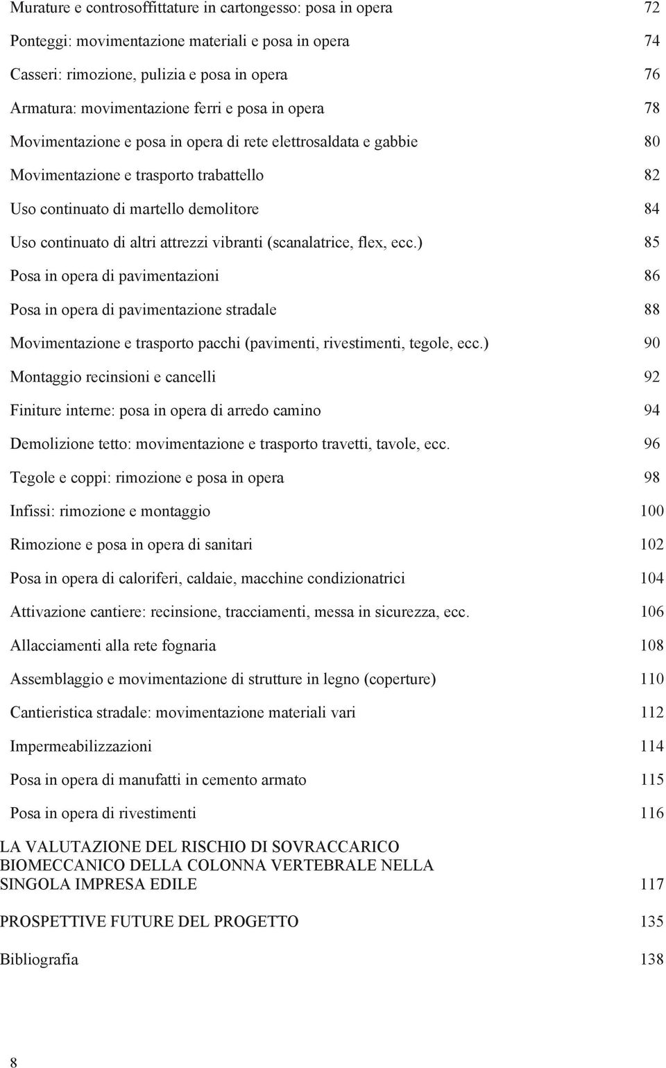 vibranti (scanalatrice, flex, ecc.) 85 Posa in opera di pavimentazioni 86 Posa in opera di pavimentazione stradale 88 Movimentazione e trasporto pacchi (pavimenti, rivestimenti, tegole, ecc.