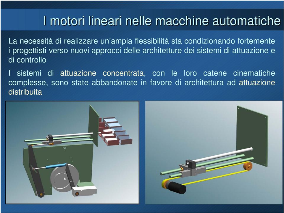 sistemi di attuazione e di controllo I sistemi di attuazione concentrata, con le loro catene