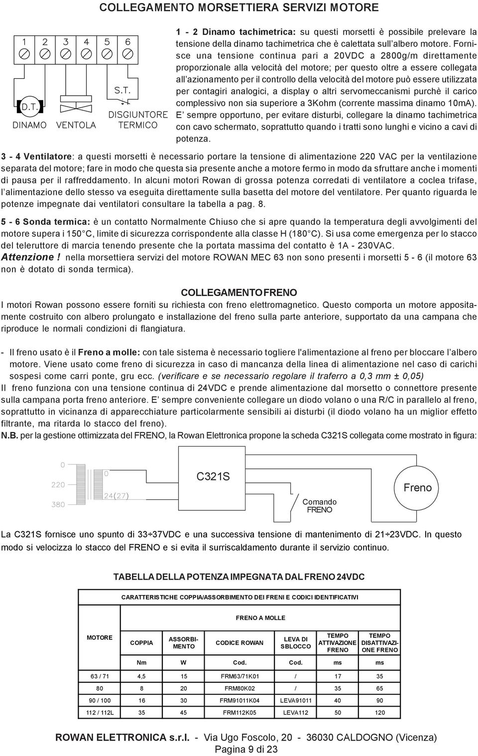 motore può essere utilizzata per contagiri analogici, a display o altri servomeccanismi purchè il carico complessivo non sia superiore a 3Kohm (corrente massima dinamo 10mA).