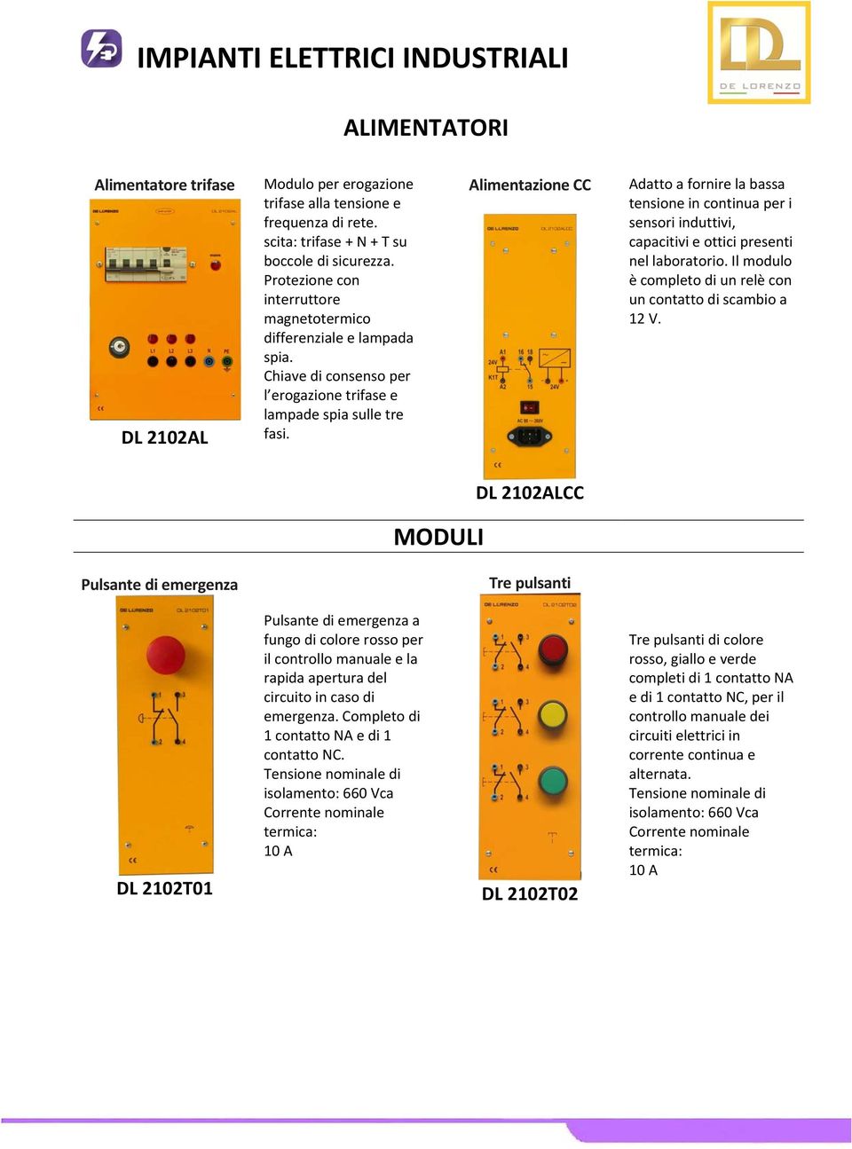 Alimentazione CC Adatto a fornire la bassa tensione in continua per i sensori induttivi, capacitivi e ottici presenti nel laboratorio.