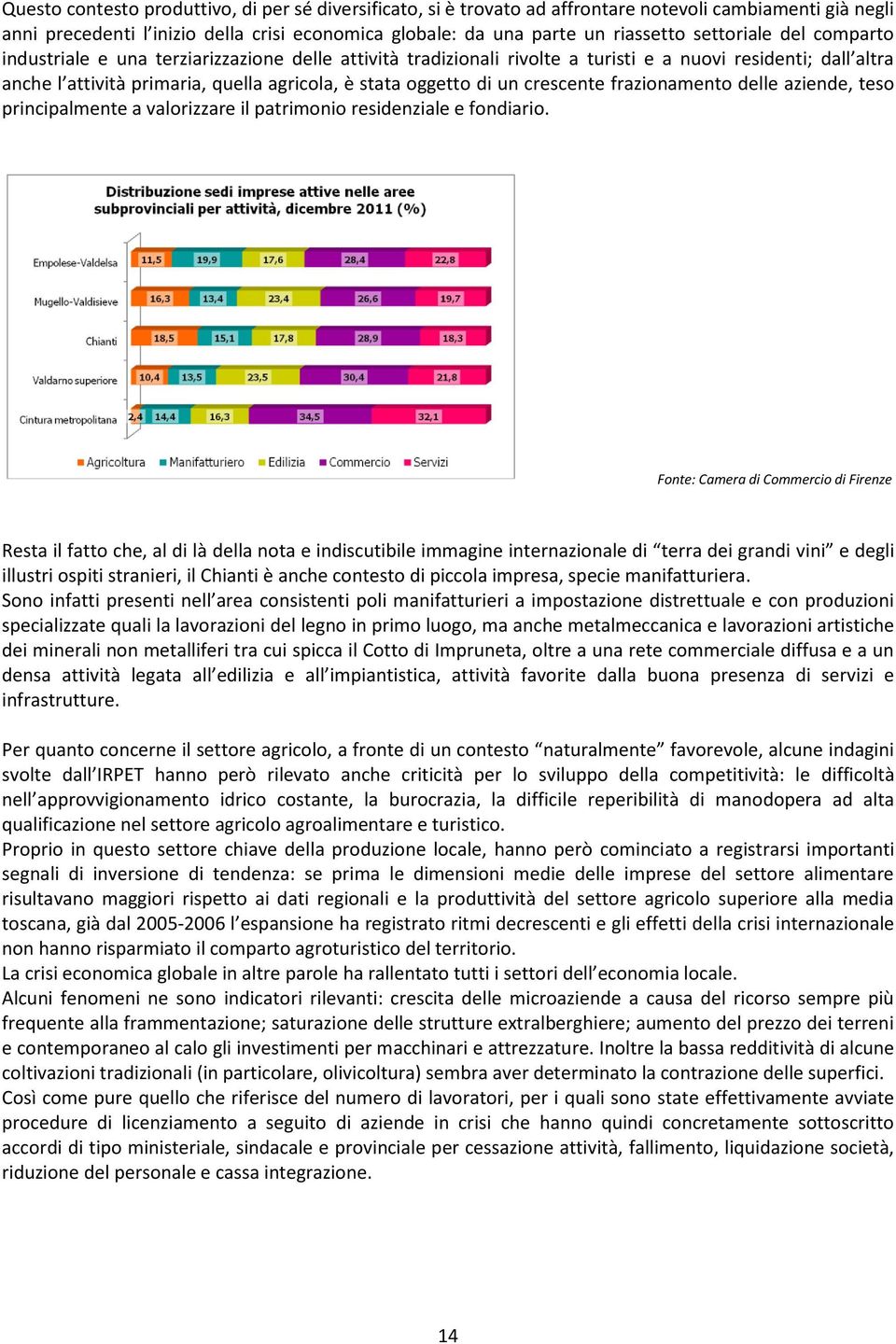 un crescente frazionamento delle aziende, teso principalmente a valorizzare il patrimonio residenziale e fondiario.