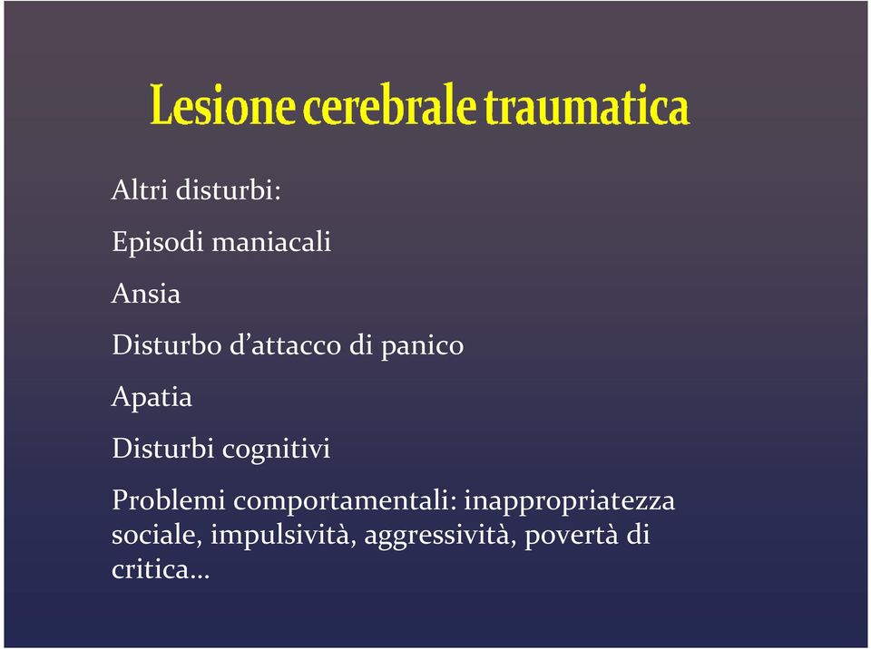 cognitivi Problemi comportamentali: