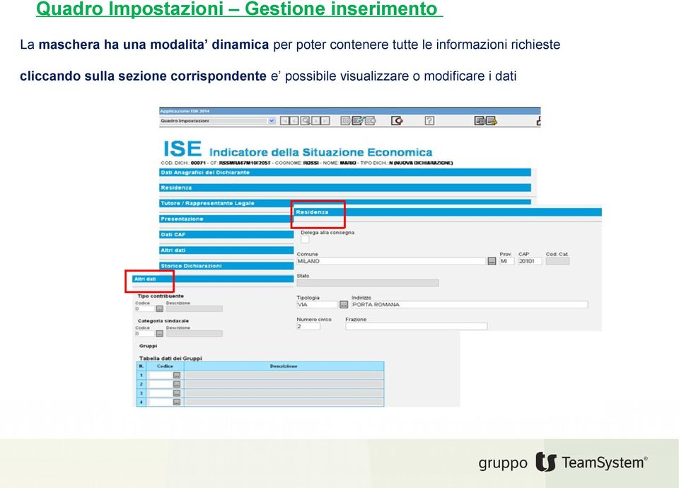 informazioni richieste cliccando sulla sezione