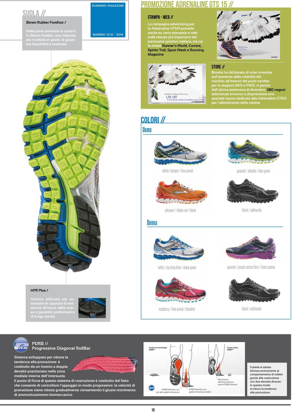 cui le riviste Runner s World, Correre, Spirito Trail, Sport Week e Running Magazine STORE // Brooks ha dichiarato di voler investire sull aumento della visibilità del marchio all interno dei punti