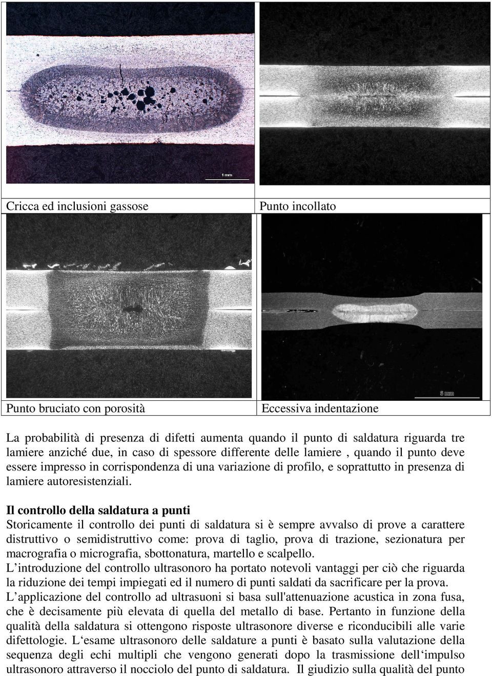 Il controllo della saldatura a punti Storicamente il controllo dei punti di saldatura si è sempre avvalso di prove a carattere distruttivo o semidistruttivo come: prova di taglio, prova di trazione,