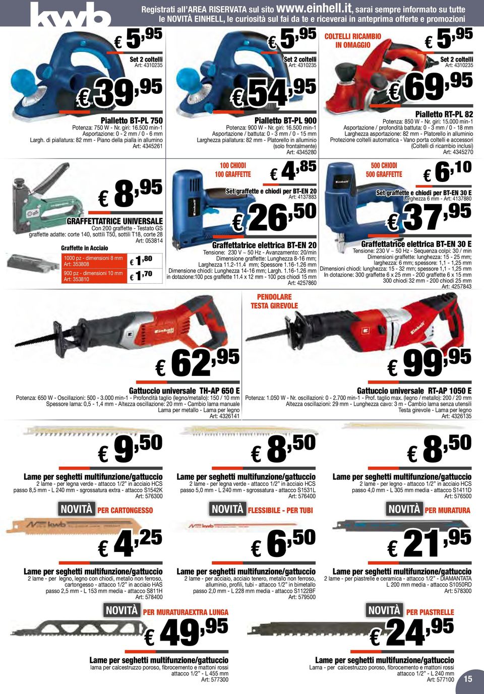 Graffette in Acciaio 5,95 Registrati all AREA RISERVATA sul sito www.einhell.