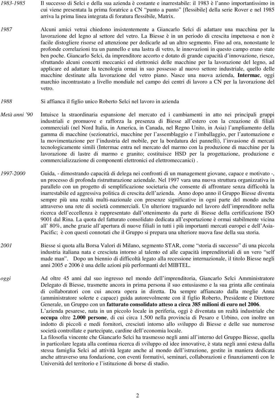 1987 Alcuni amici vetrai chiedono insistentemente a Giancarlo Selci di adattare una macchina per la lavorazione del legno al settore del vetro.