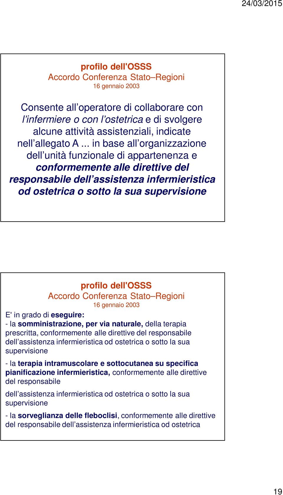 .. in base all organizzazione dell unità funzionale di appartenenza e conformemente alle direttive del responsabile dell assistenza infermieristica od ostetrica o sotto la sua supervisione profilo