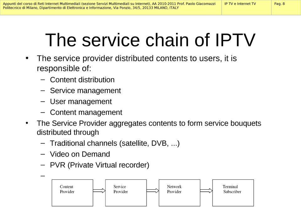 distribution Service management User management Content management The Service Provider