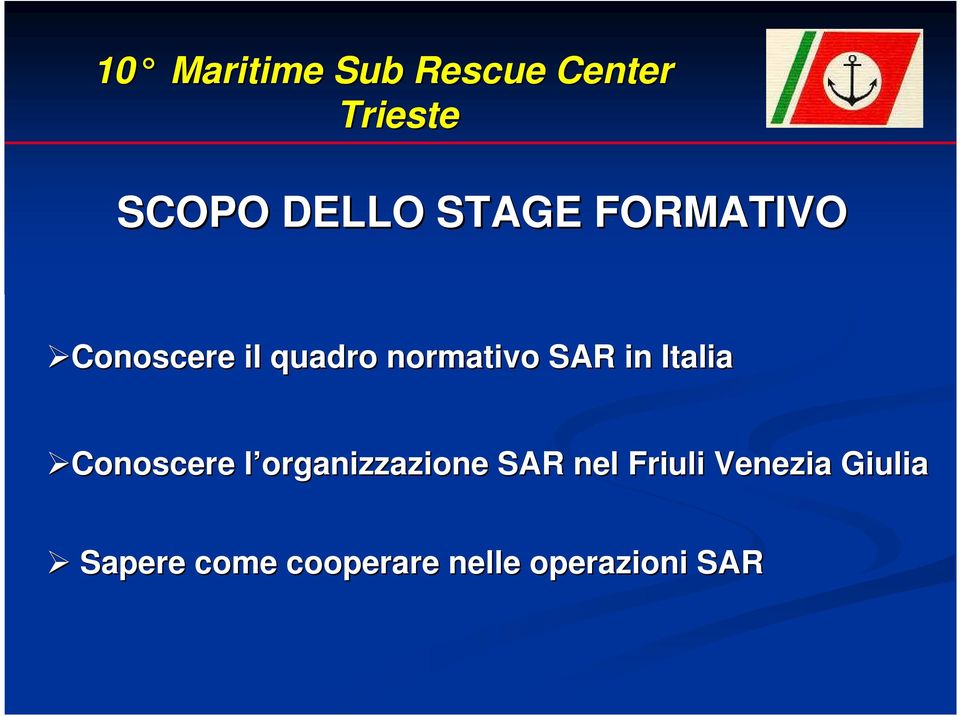 Italia Conoscere l organizzazione l SAR nel Friuli